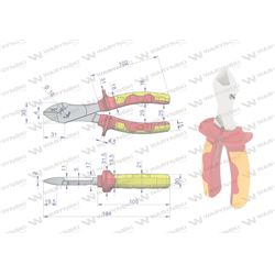 Szczypce izolowane, boczne 180 mm. VDE. Waryński-347883348