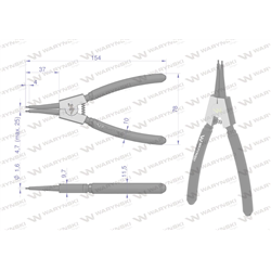 Szczypce do pierścieni osadczych 150 mm zewnętrzne proste Waryński-347885549