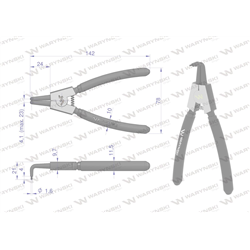 Szczypce do pierścieni osadczych 150 mm zewnętrzne wygięte Waryński-347457217