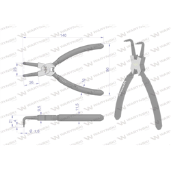 Szczypce do pierścieni osadczych 150 mm wewnętrzne wygięte Waryński-347457206