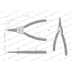 Szczypce do pierścieni osadczych 180 mm zewnętrzne proste Waryński-347885568