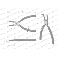 Szczypce do pierścieni osadczych 180mm wewnętrzne wygięte Waryński-347457213