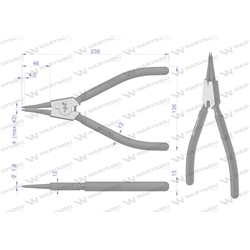 Szczypce do pierścieni osadczych 240 mm zewnętrzne proste Waryński-347457243