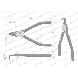 Szczypce do pierścieni osadczych 240 mm zewnętrzne wygięte Waryński-347457222