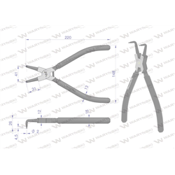 Szczypce do pierścieni osadczych 240 mm wewnętrzne wygięte Waryński-347457189