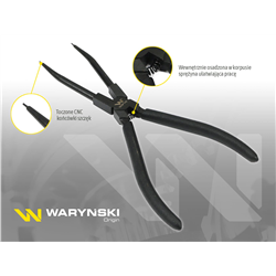 Specjalistyczne szczypce z długimi szczękami do pierścieni osadczych  8" wewnętrzne proste Waryński-347475542