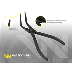 Specjalistyczne szczypce z długimi szczękami do pierścieni osadczych  8" wewnętrzne wygięte Waryński-347475548