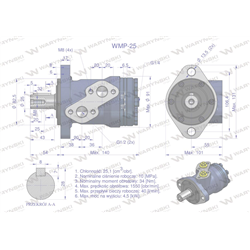 Silnik hydrauliczny orbitalny WMP 25 cm?/obr (100 bar / max.175 bar) Waryński-347904783