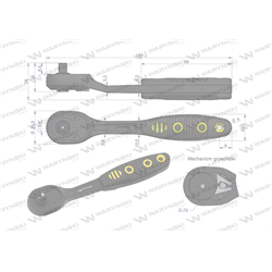 Grzechotka 1/4". 72T. odgięta. Waryński-347455286