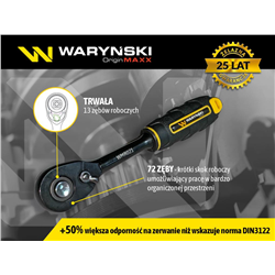 Grzechotka 1/4". 72 T. o zwiększonej odporności. Waryński-347475418