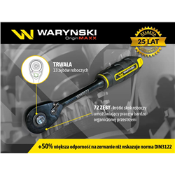 Grzechotka 3/8". 72 T. o zwiększonej odporności. Waryński-347475425