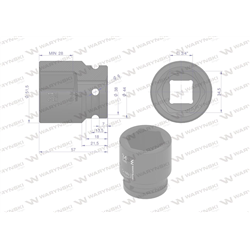 Nasadka udarowa sześciokątna 3/4". 34 mm. CrMo. DIN 3129. Waryński-347455089