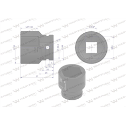 Nasadka udarowa sześciokątna 3/4". 38 mm. CrMo. DIN 3129. Waryński-347455098