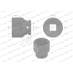 Nasadka udarowa sześciokątna 3/4". 40 mm. CrMo. DIN 3129. Waryński-347883444