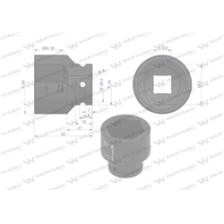 Nasadka udarowa sześciokątna 3/4". 43 mm. CrMo. DIN 3129. Waryński-347455146