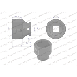 Nasadka udarowa sześciokątna 3/4". 45 mm. CrMo. DIN 3129. Waryński-347883459