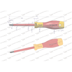 Wkrętak PH2 100 mm izolowany VDE stal S2, Waryński-347455051
