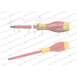 Wkrętak PH3 150 mm izolowany VDE stal S2, Waryński-347455063