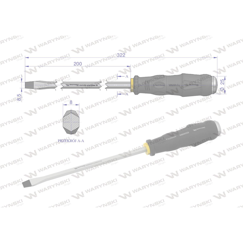 wkrętak do pobijania 8.5x200mm Waryński-347886620