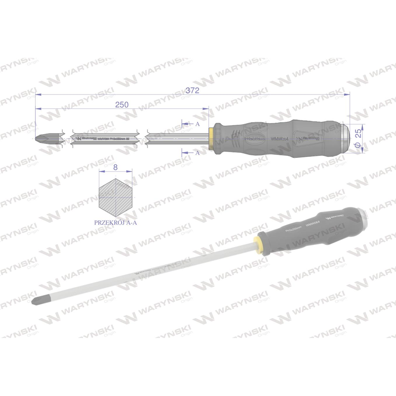 Wkrętak do pobijania PH3x250mm Waryński-347885566