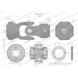 Przegub kompletny z krzyżakiem 27X74.6 seria 3 do rury zewnętrznej 43.5mm Waryński-347898723