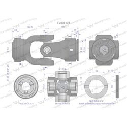 Przegub kompletny z krzyżakiem 30.2X91.4 seria 6 do rury zewnętrznej 54mm Waryński-347898665