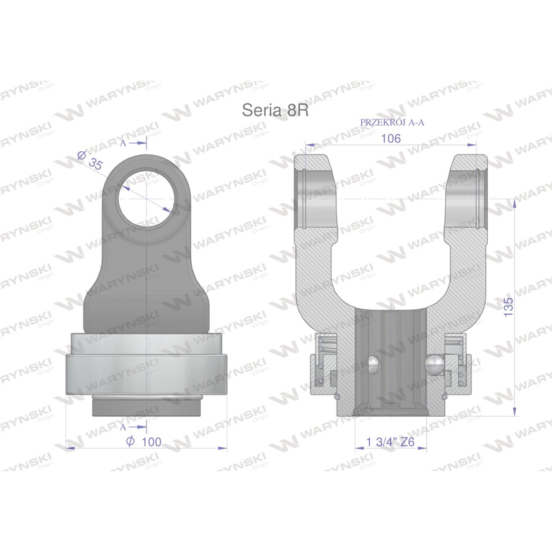 Widłak z pierścieniem 1 3/4 Z6 - 35X106 Seria 8R CE2020 Waryński-347474541