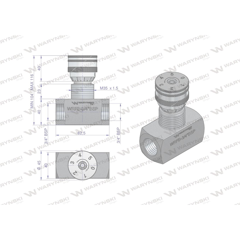 Zawór dławiący WRFB 90 3/4"BSP Waryński-347876480