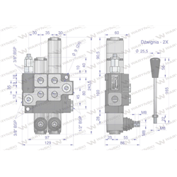 Rozdzielacz hydrauliczny 2-sekcyjny max przepływ 40L 1-sekcja pływająca  Waryński-347875809
