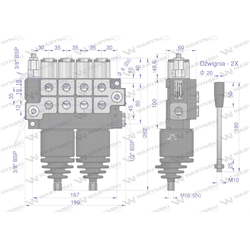 Rozdzielacz hydrauliczny 4-sekcyjny max przepływ 40L (2 sekcje x 1 dźwignia + 2 sekcje x 1 dźwignia) Waryński-347890793