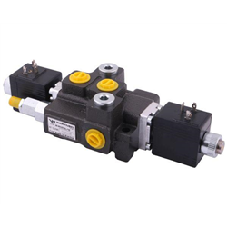Rozdzielacz hydrauliczny 1-sekcyjny max przepływ 50L sterowany elektrycznie 12V DC Waryński-347452735