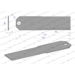 Nóż stały rozdrabniacz słomy sieczkarnia gładki 180X46X3mm otwór 12 zastosowanie 3DS174AD Claas WARYŃSKI ( sprzedawane po 25 )-3
