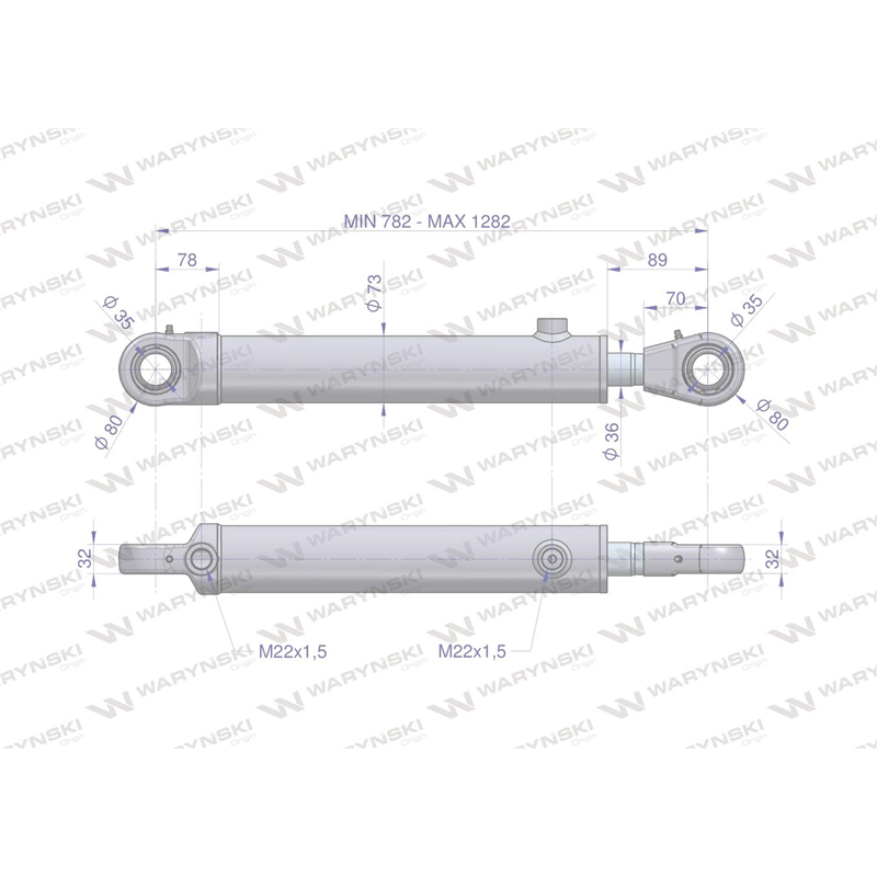 Cylinder hydrauliczny - siłownik dwustronny CJ2F-63/36/500Z do Ładowacz TUR Waryński-347886164