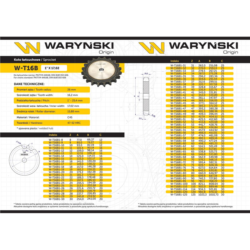 Koło zębate hartowane tarcza 16B-1 (R1 1) Z-20 Waryński-347891481