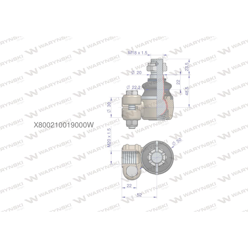 Przegub kierowniczy M20x1.5 X800210019000 WARYŃSKI-347884253