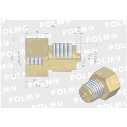 Złączka manometryczna gwint zewnętrzny M20x1.5 x gwint wewnętrzny M12x1.5 (mosiądz) POLMO-347885246