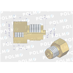 Złączka manometryczna gwint zewnętrzny M20x1.5 x gwint wewnętrzny G1/4" (mosiądz) POLMO-347885274