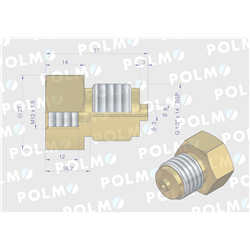 Złączka manometryczna gwint zewnętrzny G1/2" x gwint wewnętrzny M12x1.5 (mosiądz) POLMO-347885267