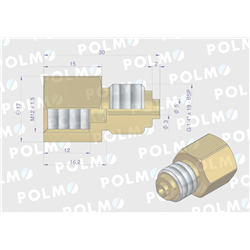 Złączka manometryczna gwint zewnętrzny G1/4" x gwint wewnętrzny M12x1.5 (mosiądz) POLMO-347885262