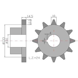 KOŁO ŁAŃCUCHOWE ROZRZUTNIKA, STALOWE, Z-24, 3/4", FI30mm-347866606
