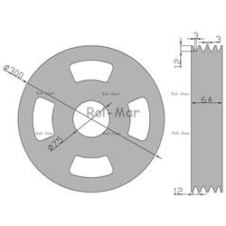 KOŁO PASOWE DUŻE KOSIARKI ROTACYJNEJ - 4 PASKI - FI 295 MM-1205892