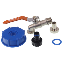ZESTAW - IBC NAKRĘTKA S60X6 + KRAN Z WYJŚCIEM NA GZ 3/4" - WTYK NA WĄŻ 1/2" I NYPEL-347557184