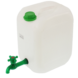 POJEMNIK NA WODĘ 20L - BIAŁY + PLASTIKOWY KRANIK BEZ GWINTU U DOŁU-347557681