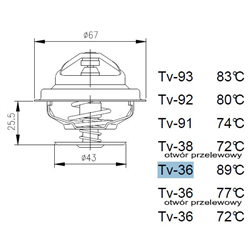 TERMOSTAT C-385 6-CYL, ZETOR, LIAZ 77°C-347559633