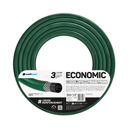 WĄŻ DO WODY 1/2" - ZBROJONY, 3-WARSTWOWY, ZIELONY, ROLKA 50MB - ECONOMIC-347561010