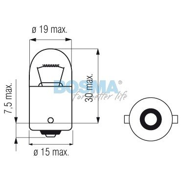 ŻARÓWKA R5W, 12V, 5W BA15S, HOMOLOGACJA E2, KPL. 10SZT.-347563307