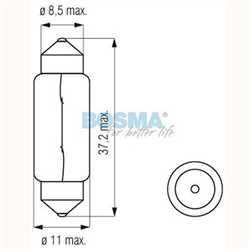 ŻARÓWKA C5W, 12V, 5W SV8,5, HOMOLOGACJA E2, KPL. 10SZT.-347563564