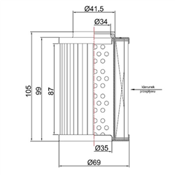 WKŁAD FILTRA OLEJU HYDRAULICZNEGO DAF SKRZYNIA ZF, 34X70X105MM-347563989