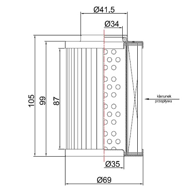 WKŁAD FILTRA OLEJU HYDRAULICZNEGO DAF SKRZYNIA ZF, 34X70X105MM-347563989