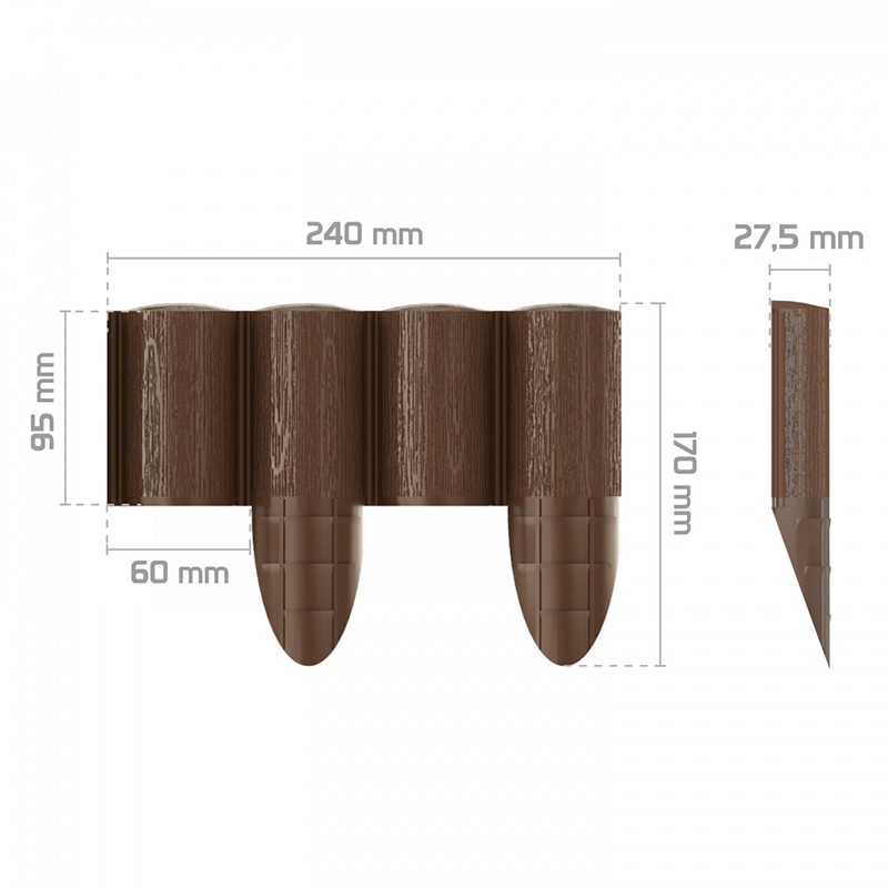PALISADA OGRODOWA 4 ECO BRĄZOWA - 9,5x240cm-347567173